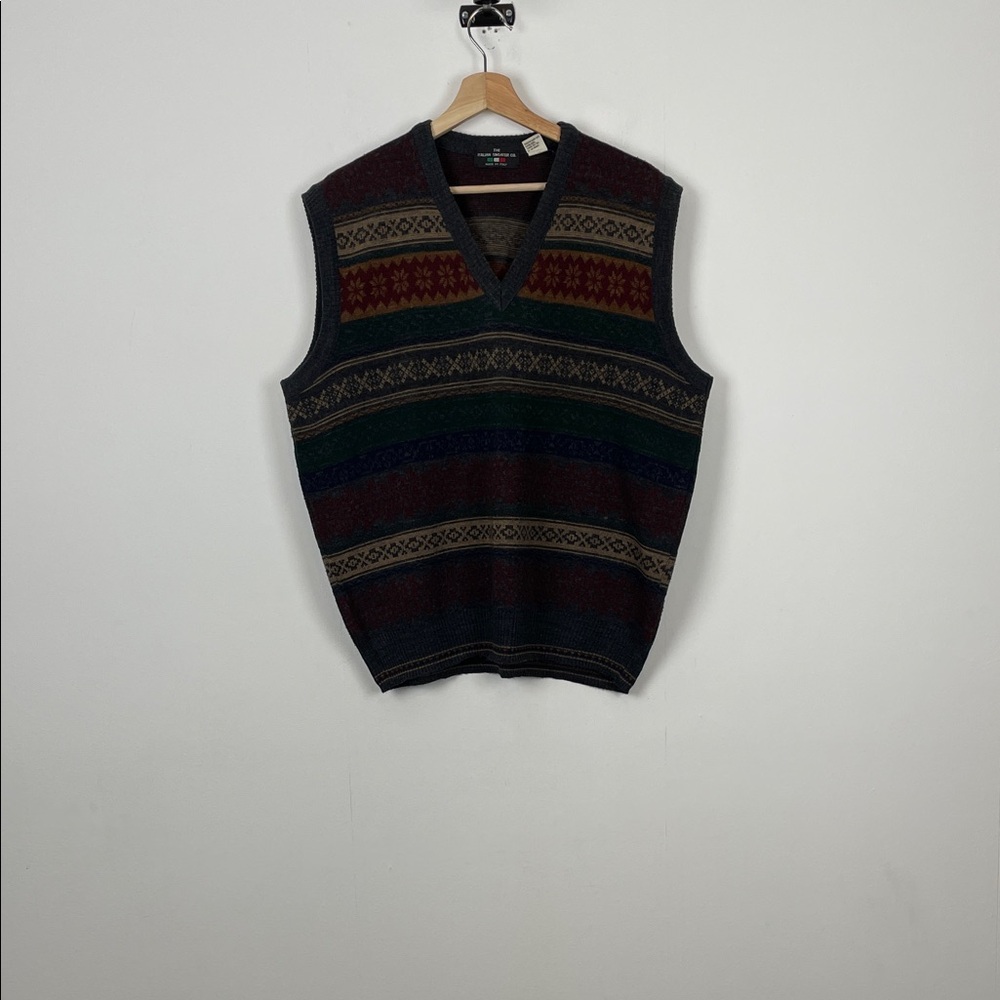 The Italian Sweater Co Wool Blend Grandpa Men's XL Preppy Striped Sweater Vest